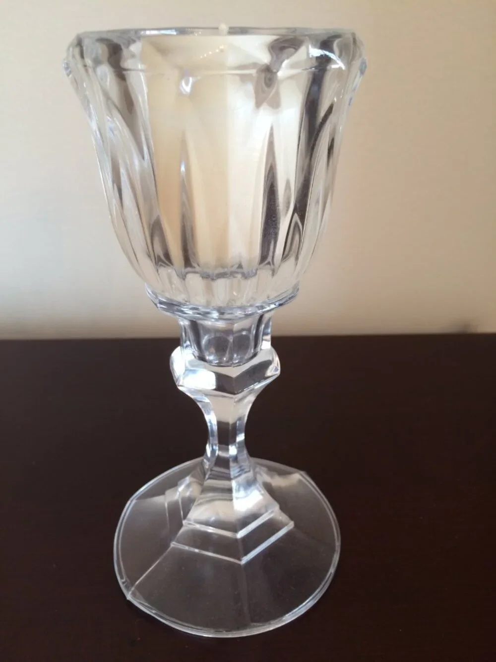 VTG Stemmed Glass Candle Votive Holders (Set of 3) 6-1/2